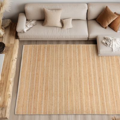 Teppich "Nalaya", beige (natur), B:120cm H:10mm L:170cm, Baumwolle, Jute, SCHÖNER WOHNEN-KOLLEKTION, Teppiche, Teppich, Jute/Baumwolle, rustikale Haptik, Streifenoptik, Wohnzimmer