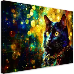 LEINWANDBILD Schwarze Katze Abstraktion 100x70cm