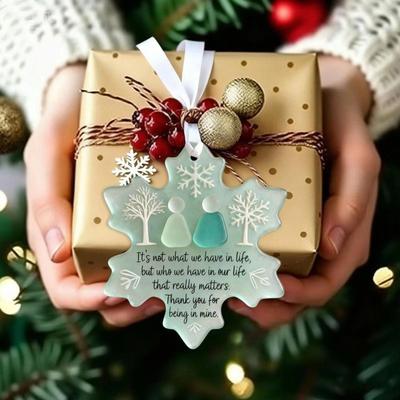 TINSOL Snowflake Friendship Acrylic Pendant Clear Holiday Ornament TINSOL Snowflake Friendship Acrylic Pendant Clear Holiday Ornament