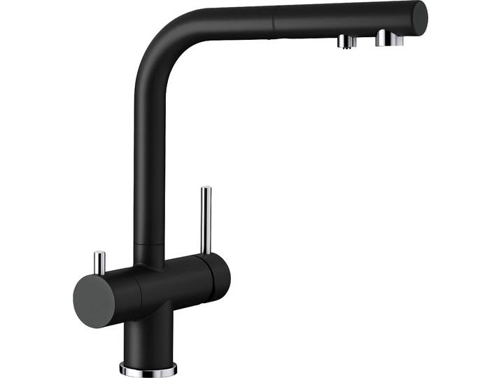 Küchenarmatur BLANCO FONTAS-S II , schwarz, B:26,4cm H:30,6cm T:16,6cm, Messing, Armaturen, gefiltertes und ungefiltertes Wasser aus einem herausziehbaren Auslauf