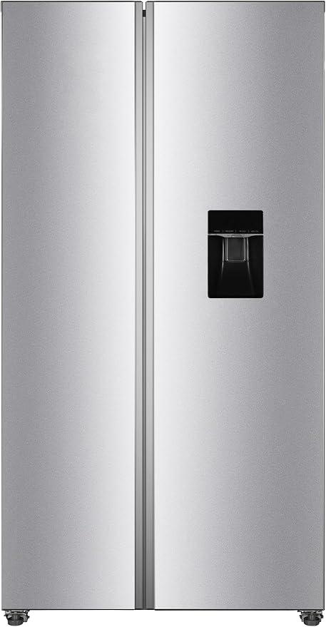 Side by Side Kühl-Gefrierkombination, 439 L, 2-türig mit Wasserspender, Inox Design