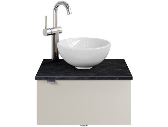 Waschtisch SAPHIR Serie 6915 Waschschale mit Unterschrank für Gästebad, Gäste WC , beige (kaschmir matt, schiefer, kaschmir matt touch), B:51cm H:39,8cm T:35cm, Waschtische, Waschtisch, 51 cm mit Keramik-Aufsatzbecken und 1 Tür