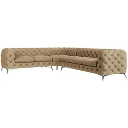ECKSOFA Chesterfield Laura Beige Samt