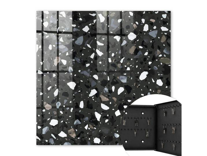 Tulup Schlüsselbox Schwarz 30x30 cm- Türöffnung nach rechts - Stilvolles Mosaik, Metall, Streetart/Graffiti, Rechteckig, 30x30x5 cm, Garderobe, Schlüsselkästen & Schlüsselboards