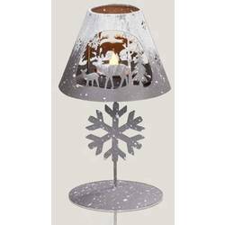 Hellum 524123 LED-Szenerie Rentierfamilie und Schneeflocke Warmweiß LED Grau, Weiß (frosted) Indirekter Lichtaustritt