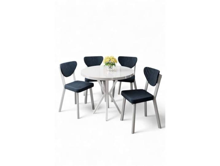 Hanah Home Modern 5-Piece Dining Table & Chairs Set, White & Anthracite 100% Melamine Coated Chipboard, Metal Legs, Plywood Frame Scandinavian Design