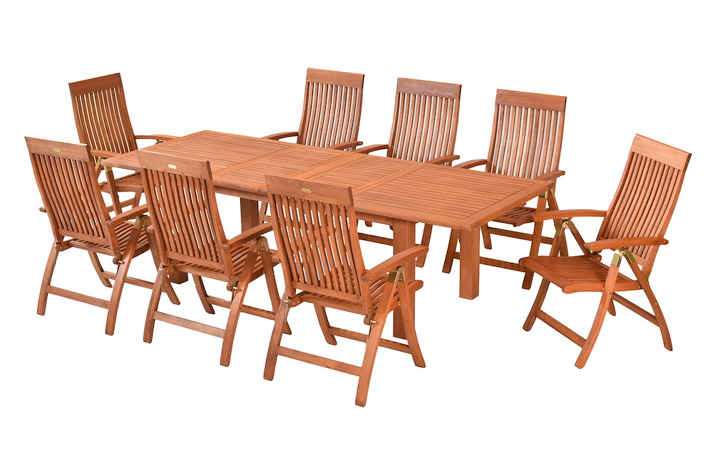 MERXXHANDELS Maracaibo Set 9tlg Eucalyptus Tisch 180 (220/260) x 100 cm 16980377