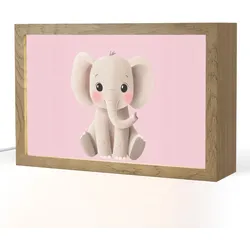 NACHTTISCHLAMPE Elefant - Baby - Rosa - Cartoon 30x20 cm