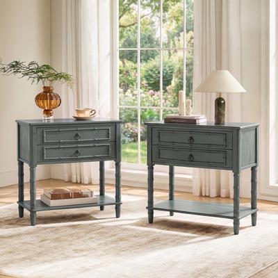"HULALA HOME Abigail 30""Tall 2-Drawer End Table Set of 2"