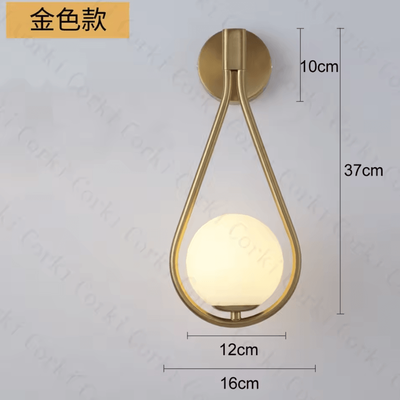 Inspire Curations Nordic Glass Ball LED Wall Lamp Modern Bedside Sconce gold
