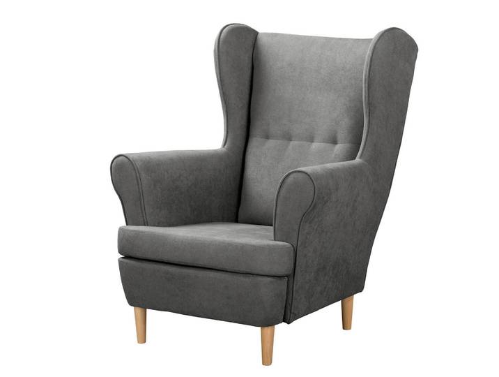 P & B Ohrensessel Scandi, Dunkelgrau, Holz, Buche, 87x105x90 cm, Made in EU, Made in Europe, FSC 100%, Wohnzimmer, Sessel, Ohrensessel