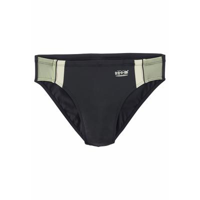 Badeslip H.I.S, Herren, Gr. 7, N-Gr, schwarz (schwarz, oliv), Polyamid, Badehosen, mit Kontrasteinsätzen
