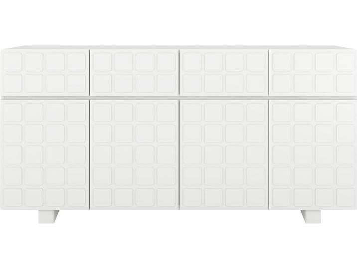 CUBO LONG Kommode 3D mit dekorierter Front / 4 Schubladen / 4 Türen / 169 cm / Weiß