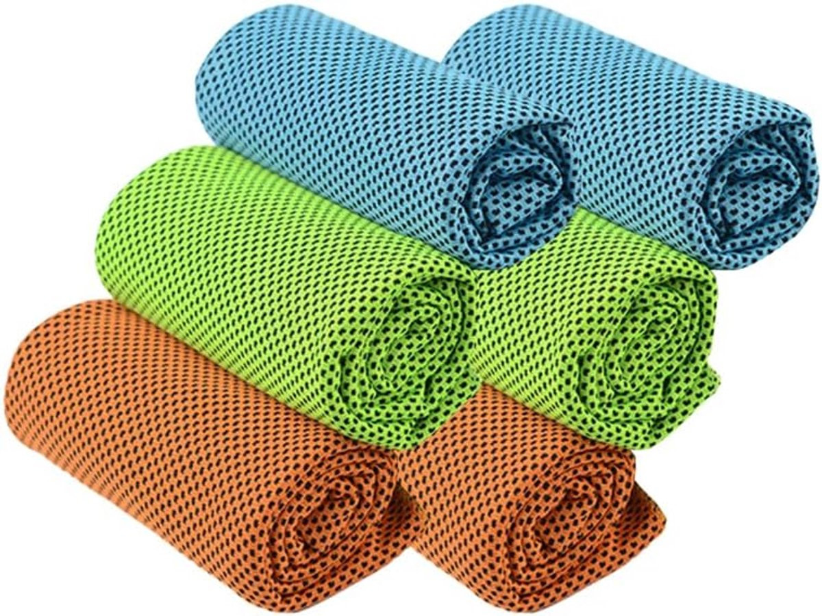 Set van 6 sneldrogende en zweetabsorberende sporthanddoeken van polyester voor outdooractiviteiten en fitness