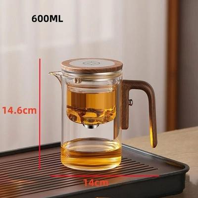 Uplifted Finds One Click Filter Glass Tea Kettle Magnetic Switch Teapot With Heat Resistant Wooden Handle 600 Ml