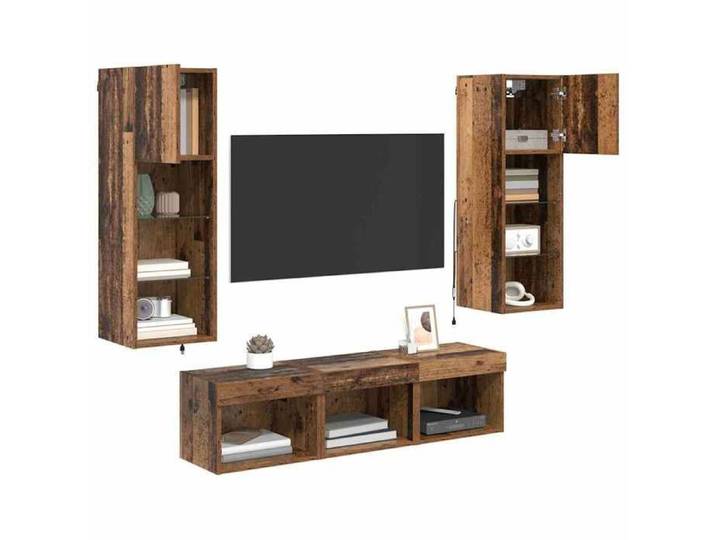 NEW Marron Meuble télé - - Meubles TV muraux 5 pc Chêne noir Bois d'ingénierie - design moderne(3parcel)9947613