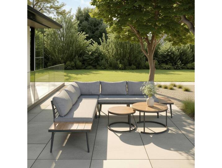 Gartenlounge 241/67/69 cm Holz, Metall, Textil