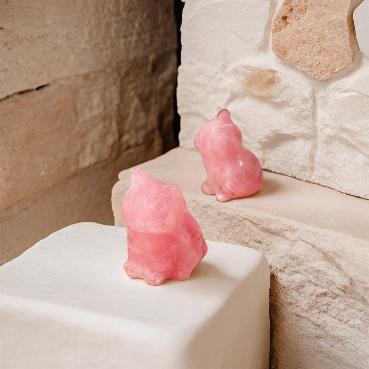 Solidchoice - Rozenkwarts Kat Crystal Beeldje voor Decoratie