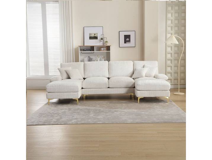 Canapé d'angle- en U-avec deux sièges-4 places -en tissu chenille-272x136x88cm