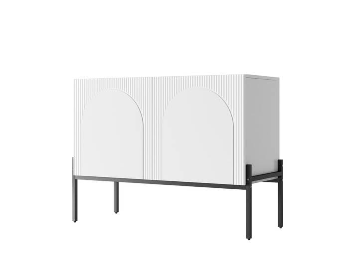 Buffet blanc design arche texturé 2 portes 100x40x75cm