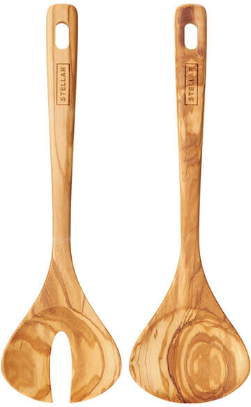Stellar Olive Wood Tools 2 Piece Salad Server Set