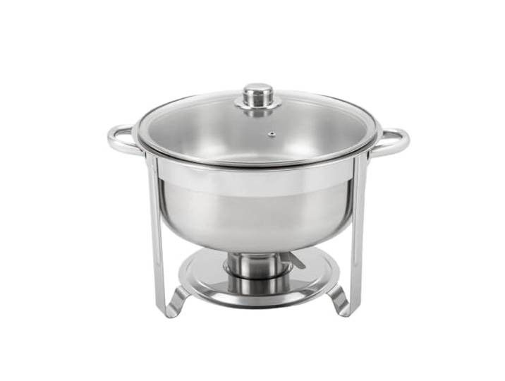 Runder Speisewärmer, 8,5 Liter Edelstahl-Speisewärmer Mit Glasdeckel, Doppelbehälter for Catering-Buffets Und Partys Langanhaltende WäRme