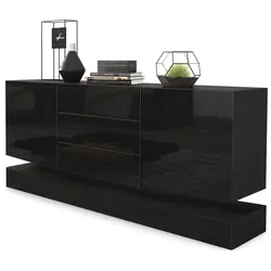 SIDEBOARD City Fronten in Schwarz Hochglanz