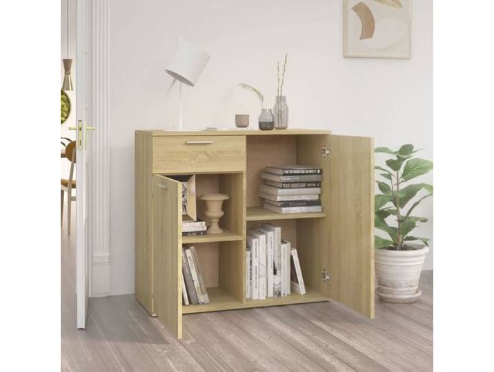 Commode/Buffet contemporain chêne sonoma 80x36x75 cm bois d'ingénierie LL0000037721