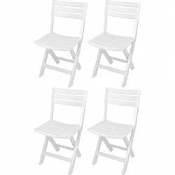 4x Gartenstuhl Campingstuhl Balkonstuhl Klappstuhl Stuhl Weiß 0650