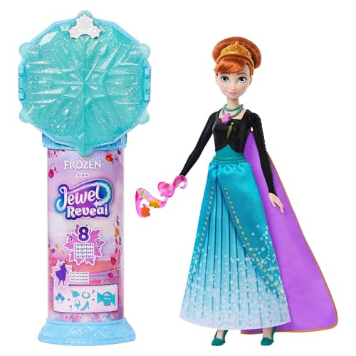 Mattel Disney Frozen 2 Jewel Reveal Anna modepop met 8 verrassingen en sneeuwvlokvormige sieradenbox