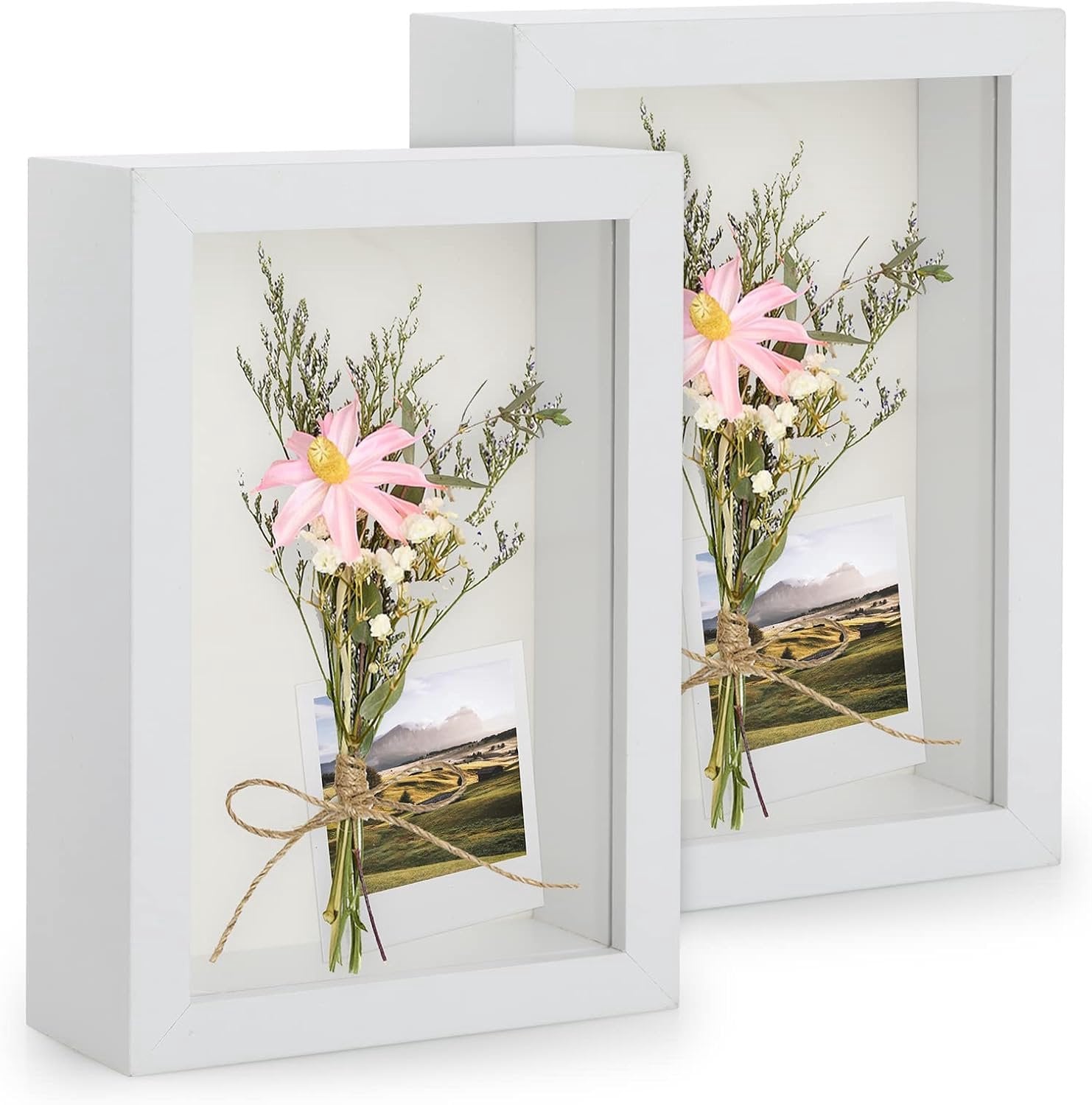 Set van 2 witte 3D fotolijsten voor objecten, 10 x 15 cm
