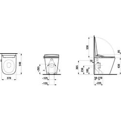 Laufen, Toilette + Bidet, Cleanet Meda WC sur pied, avec WC douche à poser, Silent Flush, sans rebord, à fond creux