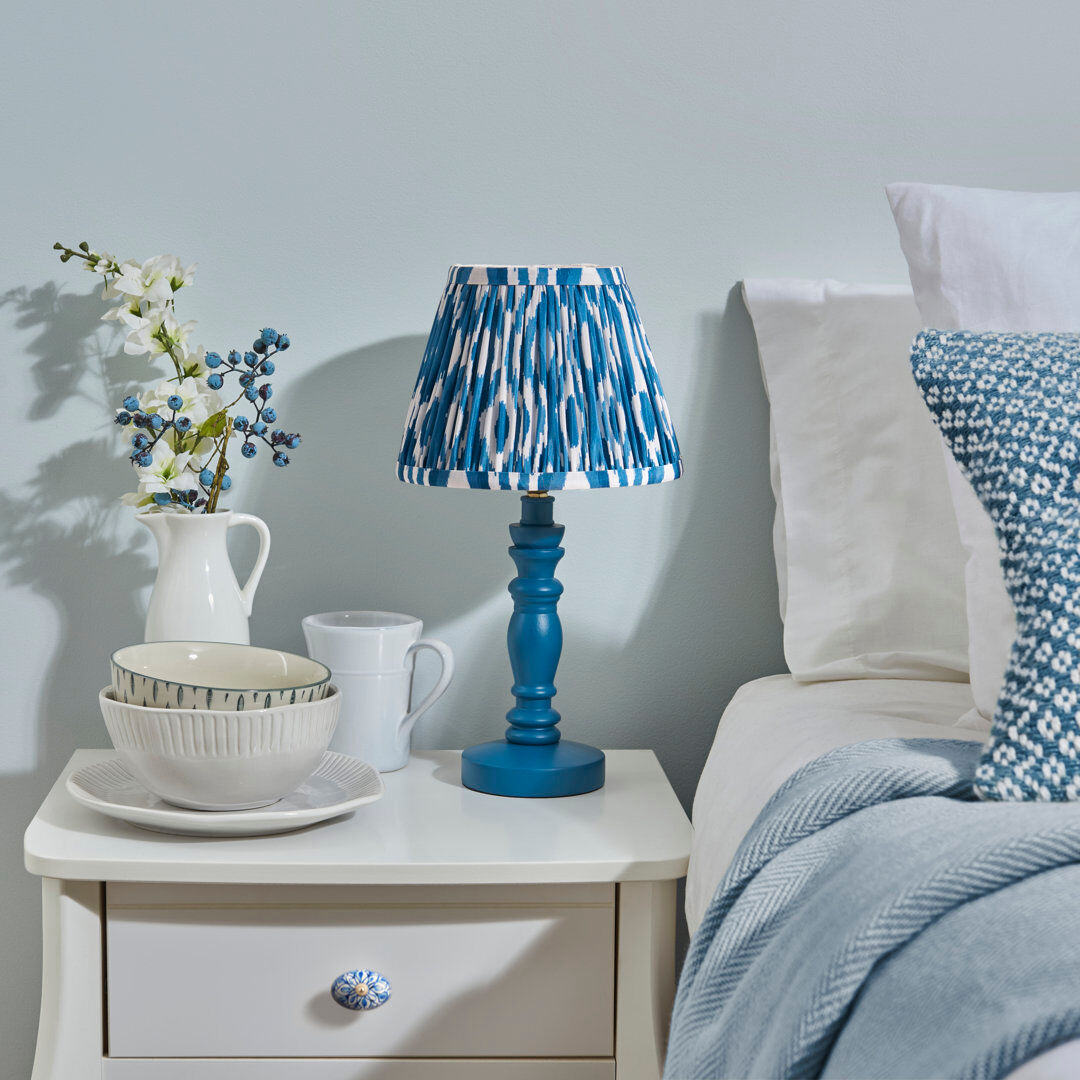 Heritage Hues Bibury Wood Table Lamp Blue 38cm H X 20cm W X 20cm D