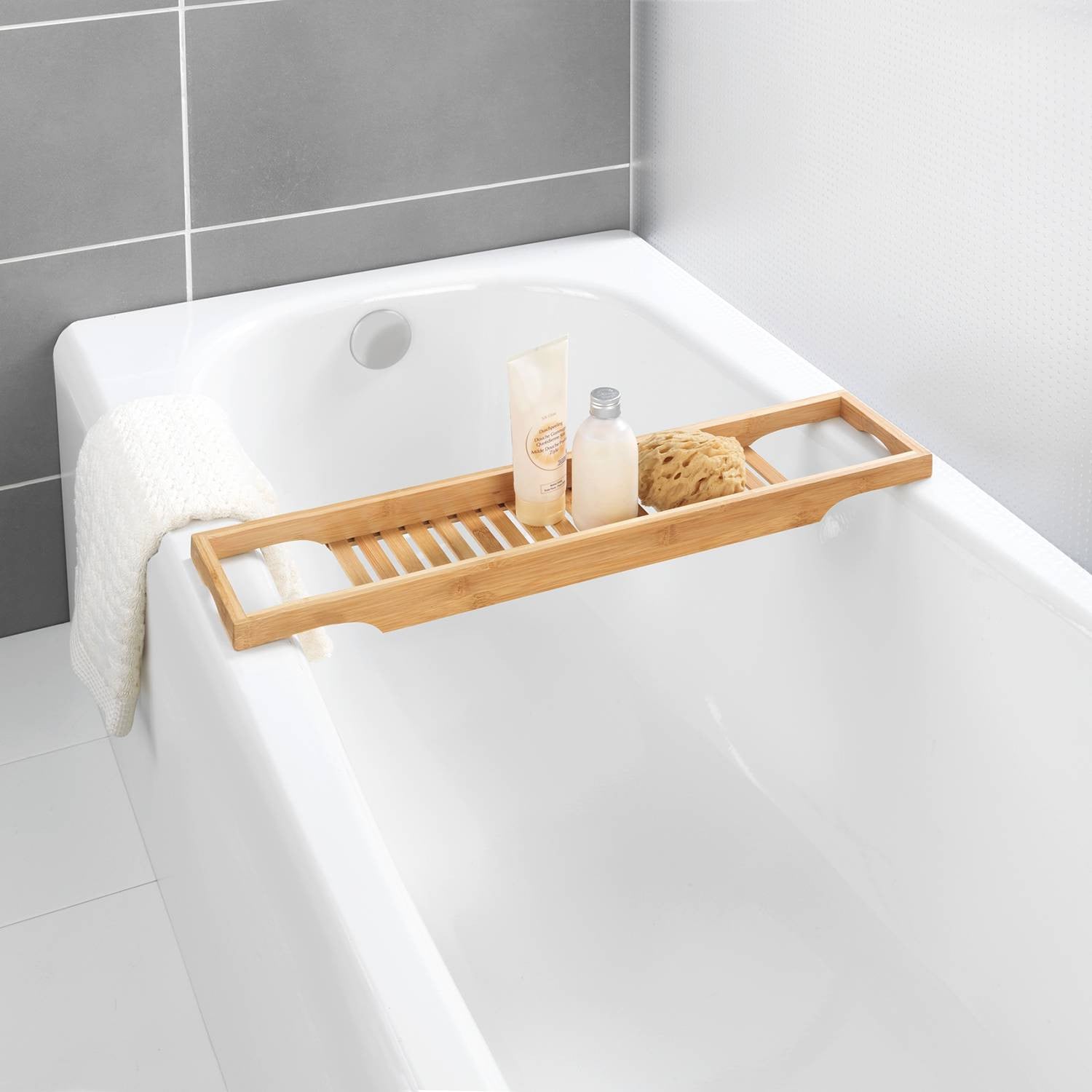 WENKO Badbrug Bambusa Badplank van Bamboe - Beige - 70 x 16 cm