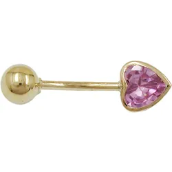 Gallay Bauchnabelpiercing Banana 20x6mm Zirkonia-Herz pink 14Kt GOLD