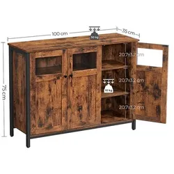 VASAGLE Sideboard braun 100/35/75 cm braun, 100x75x35 cm