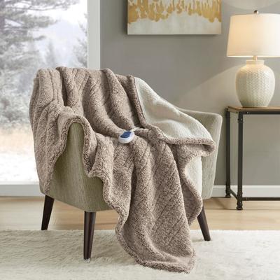Madison Park Marbled Sherpa Heated Throw