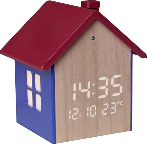 TFA Dostmann 60.2046.06 Quarz Wecker Blau, Rot, Holz Alarmzeiten 1