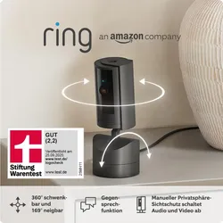 Bewegliche Ring-Innenkamera (Pan-Tilt Indoor Camera) von Amazon | Plug-in-Sicherheitskamera für Haustierbesitzer | 360° schwenkbar, 169° neigbar | 30 Tage Ring Protect