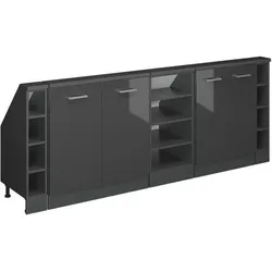 Vicco, Regal, Dachschrägenschrank-Set Rion, Anthrazit Hochglanz/Anthrazit/Anthrazit, 5er Set (46 x 46 x 83.80 cm)