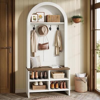 Bluebell 70.87-Inch Arched Hall Tree with Bench and Shoe Storage