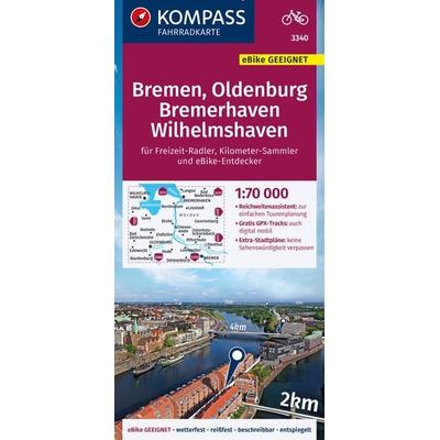 KOMPASS Fahrradkarte 3340 Bremen, Oldenburg, Bremerhaven, Wilhelmshaven 1:70.000, Sonstige von , KOMPASS Freytag & Berndt, 978-3-99121-461-8