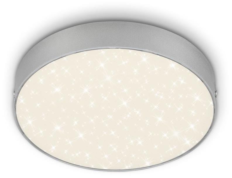Briloner LED-plafondlamp Flame Star zilver met sterrenhemelmotief, Ø 21,2 cm