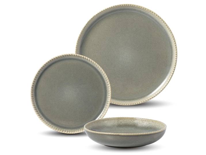 Service à vaisselle 12 pièces Gris en Grès Pearl CARREFOUR HOME