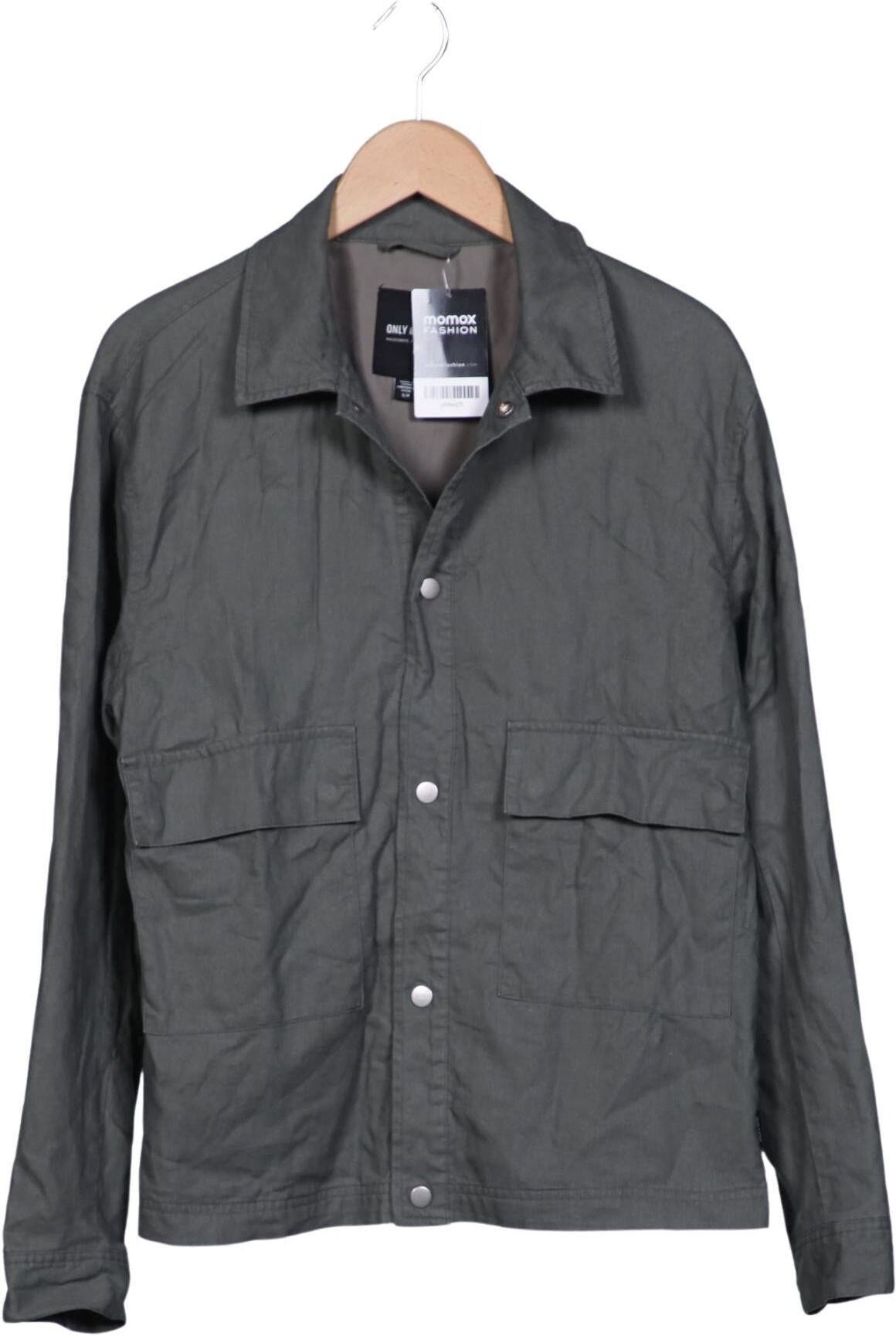 Only & Sons Herren Jacke, Grün, Gr. S, Leinen / Baumwolle - Second Hand