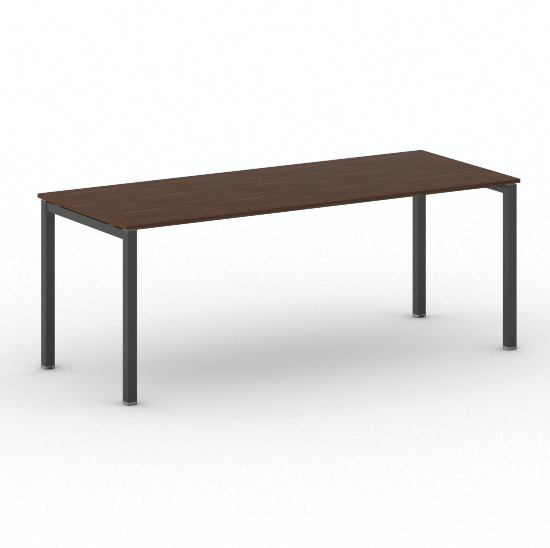 B2B Partner Bürotisch PRIMO SQUARE 200x80 cm, schwarzes Metallgestell, Nussbaum