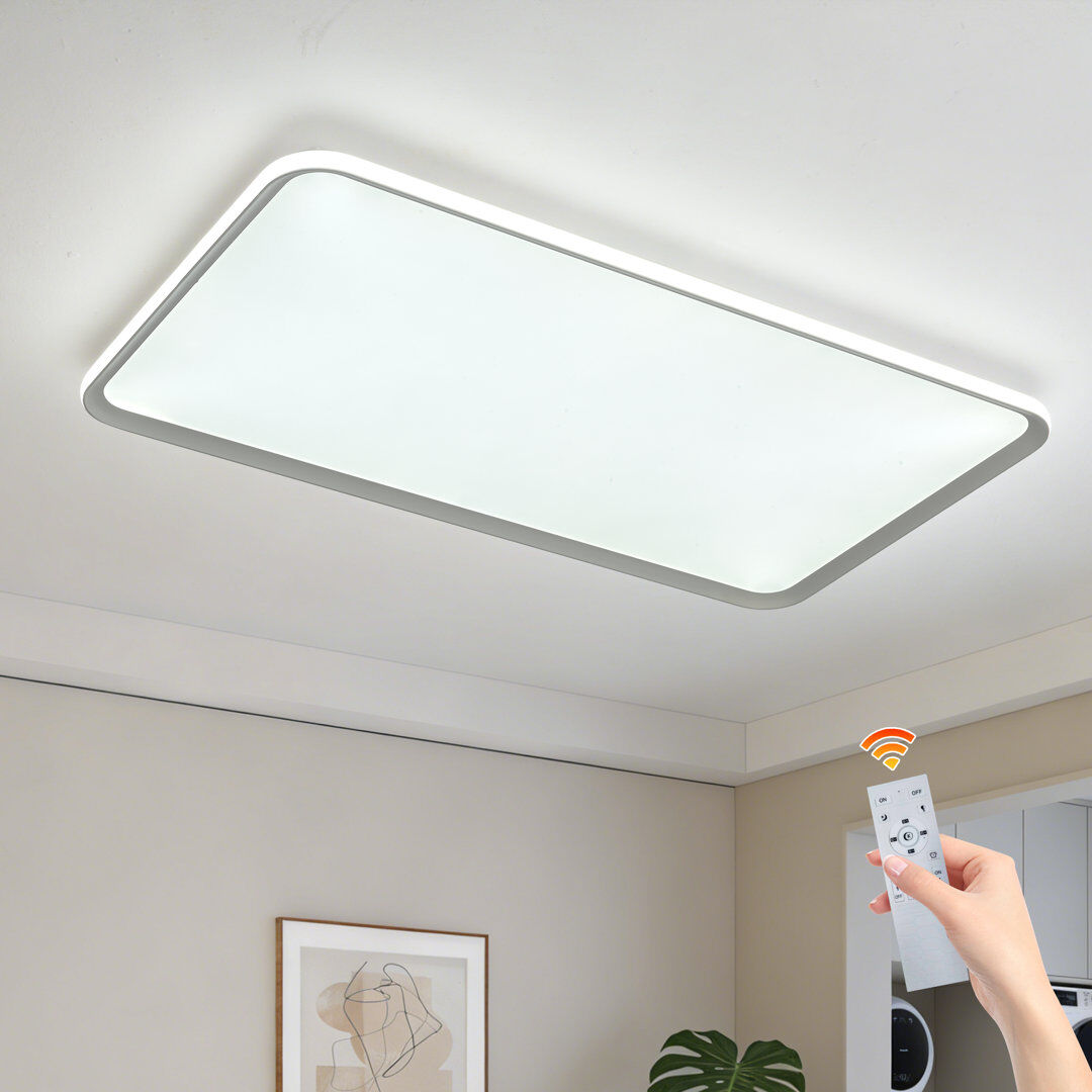 Blue Elephant 1 - Light 90cm Rectangular LED Dimmable Flush Mount White 6cm H X 90cm W X 50cm D