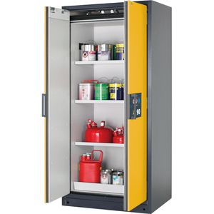 asecos Gefahrstoffschrank Q-Classic 90, 30043, mit 3 Fachböden, Feuerwiderstand Typ 90, gelb, (B/H/T) 89,3 x 196 x 62cm