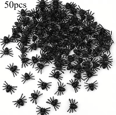 Uplift Curations 100 50 Pcs Halloween Spider Decorations, Realistic Plastic Scary Spiders For Halloween And Haunted House Decor 50 Pcs