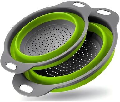 Inspire Essentials Collapsible Silicone Colander Space Saving Kitchen Strainer Basket green